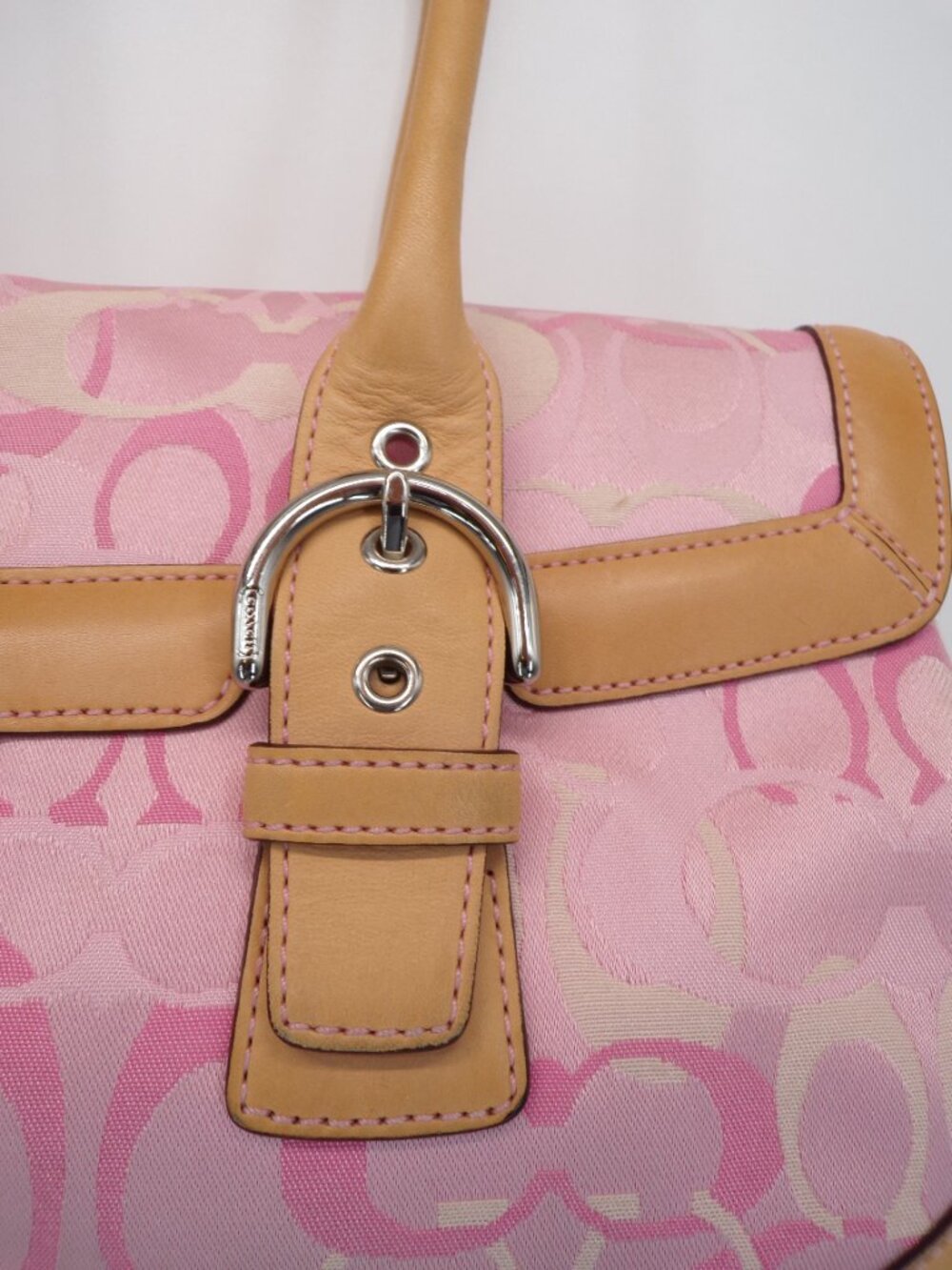 Coach Optic Pink Signature Flap Satchel (Style 6722) Vintage Y2K. - Picture 4 of 11